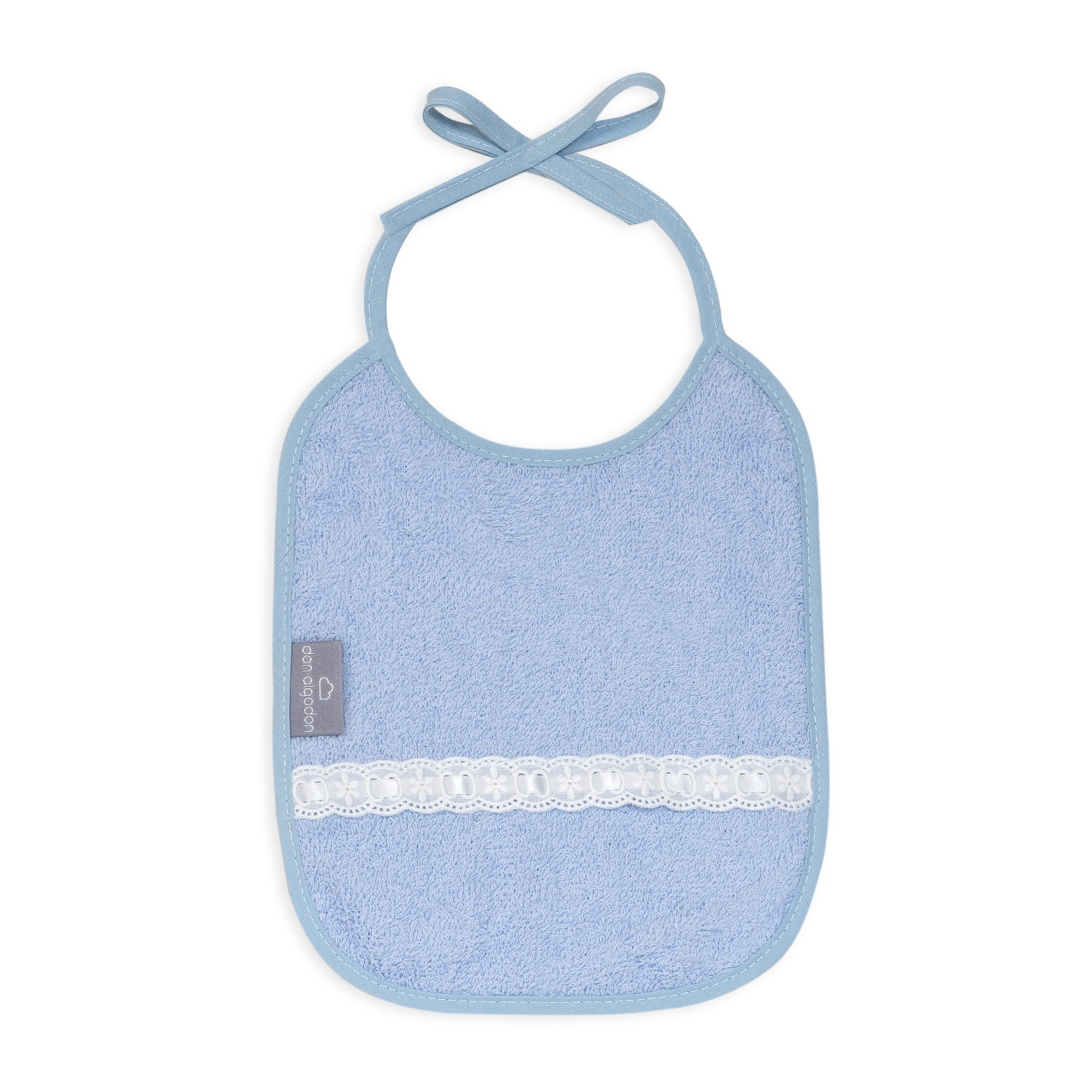 Pack 2 Baberos Don Algodon 20X25 Modelo Pasacinta Bco/Azul
