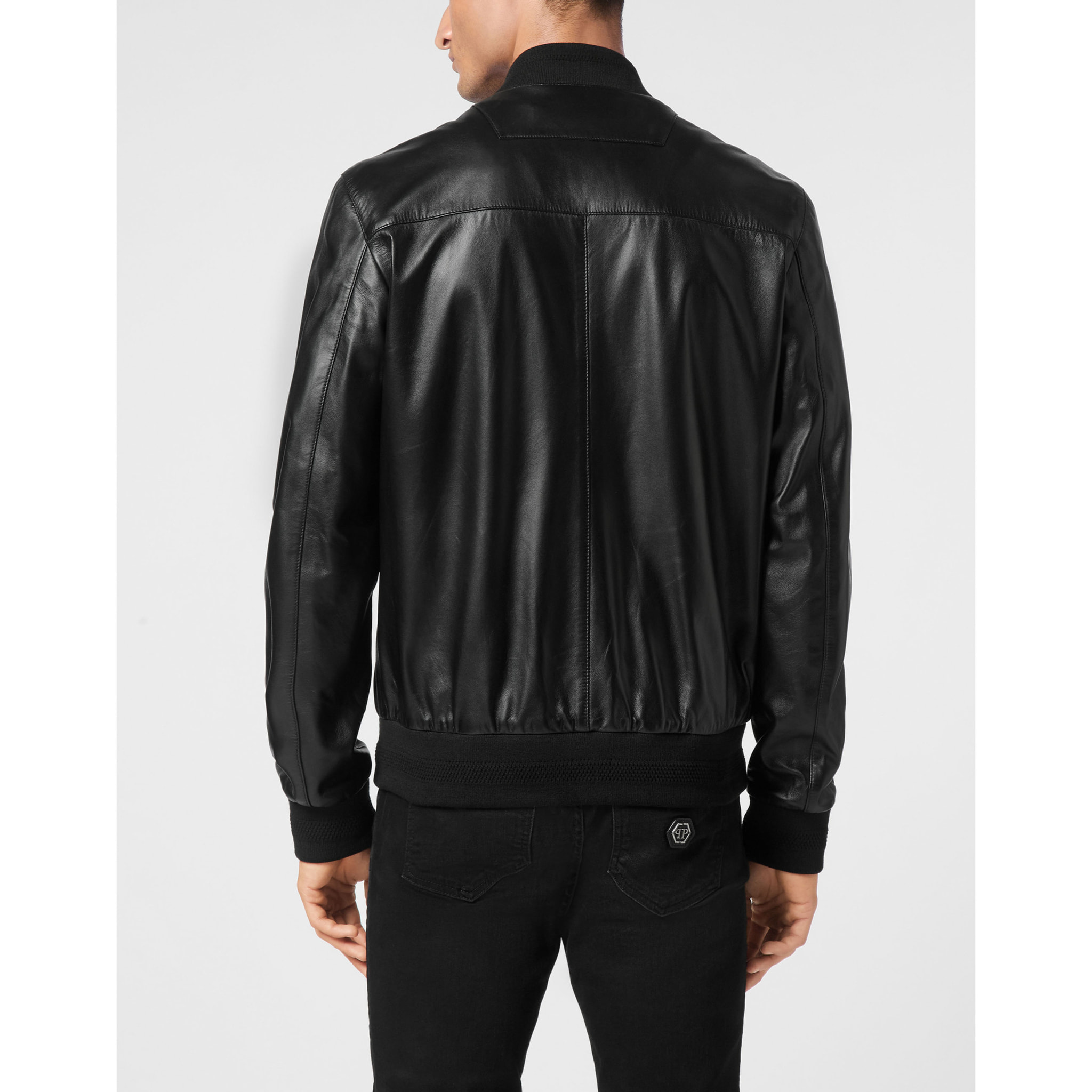 PHILIPP PLEIN Bomber de cuero ICONIC PLEIN