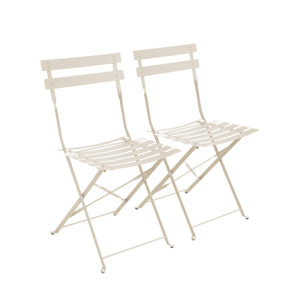 Lot de 2 chaises de jardin bistrot pliables en acier thermolaqué. 49.5 x 41 x 80.5cm