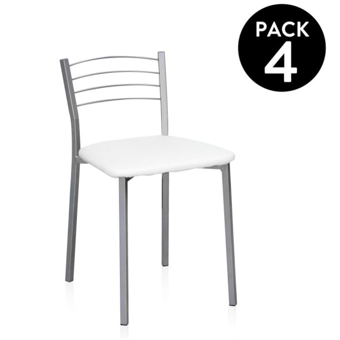 Pack 4 sillas de cocina Chef-S Gris - Blanco