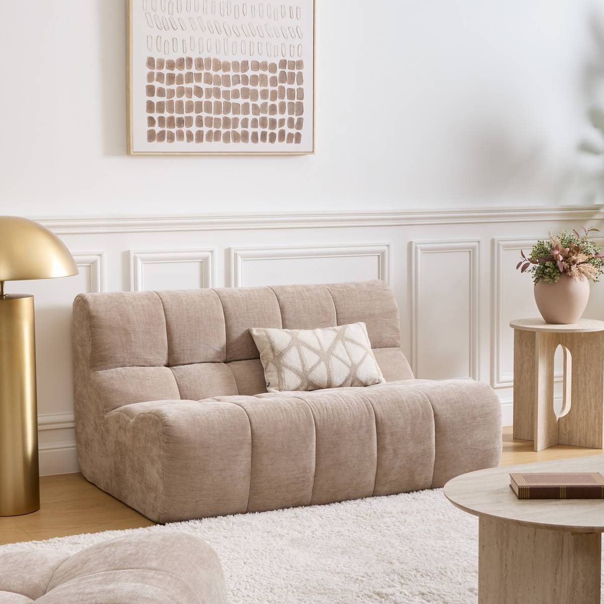 Coussin Dune 30x50cm jacquard beige