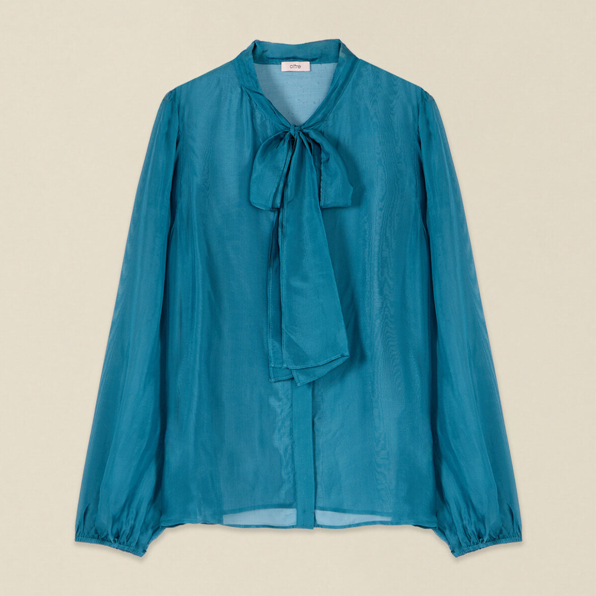Oltre - Camicia in voile misto seta con fiocco - Ottanio