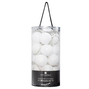 Guirlande LED 20 boules - blanc L435 cm