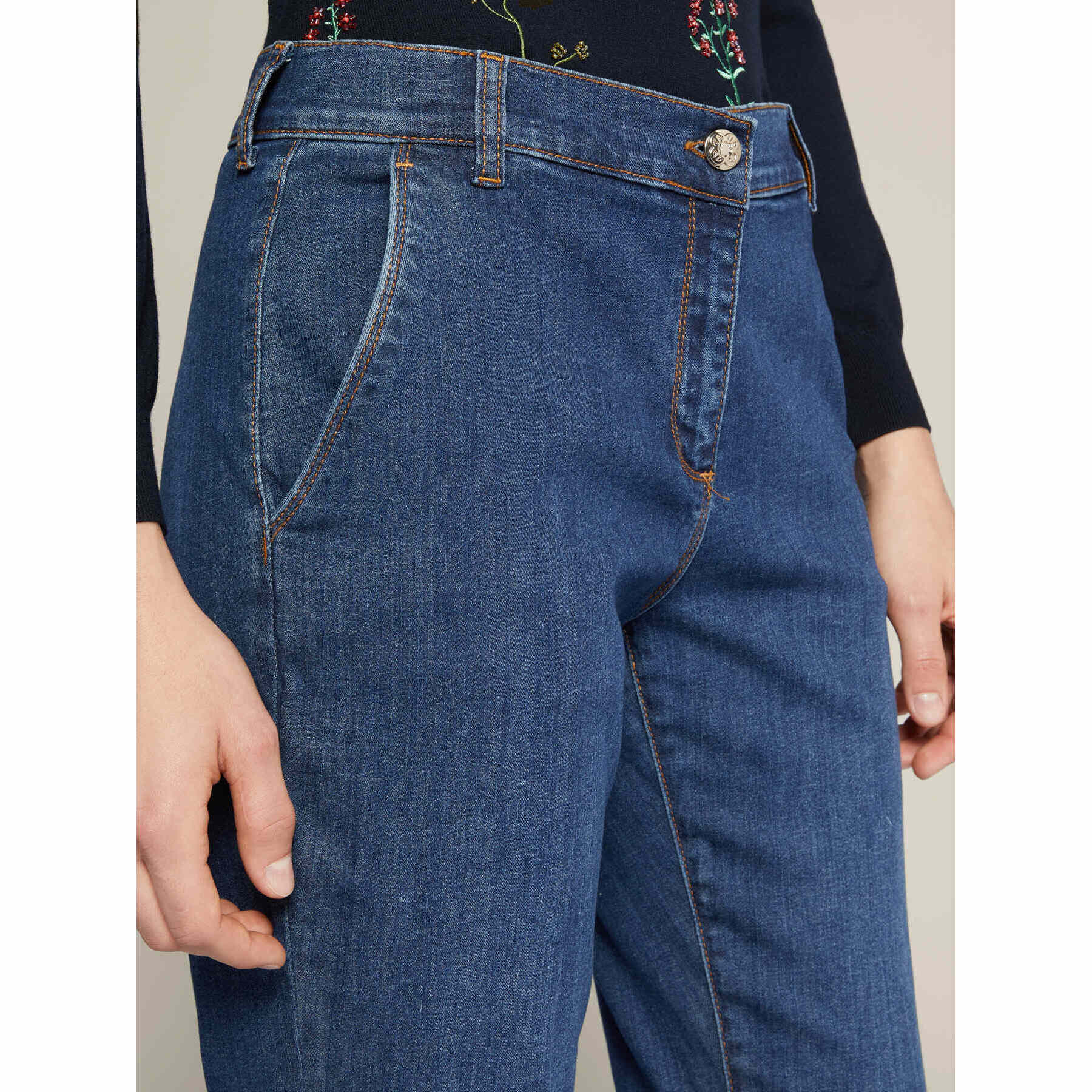 Elena Mirò - Jeans con risvolto in cotone sostenibile - Blu