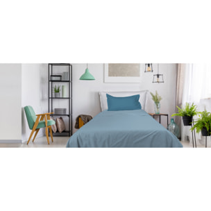 UNO CASA DESIGN Completo Letto Bice 25 Bicolor in Puro Cotone_Singolo_petrolio