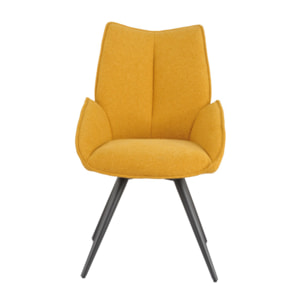 Chaise rotative 180° en tissu avec pieds évasés en métal noir - COLINE