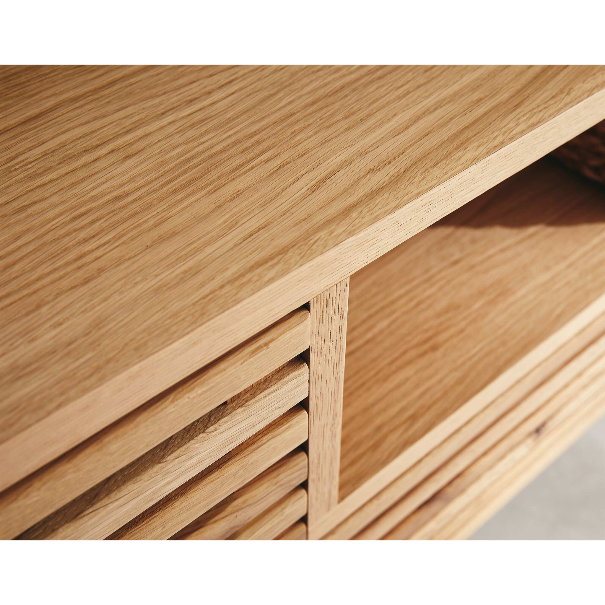 Medellin - meuble TV - bois et noir - 2 portes, 1 tiroir et 1 niche - 200 cm - Bois / Noir