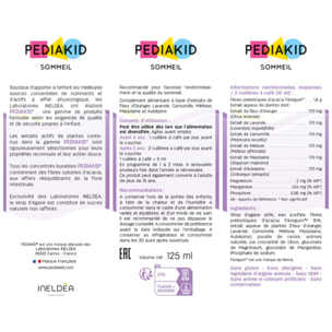 PEDIAKID - Sirop Sommeil - Complément Alimentaire Naturel - Formule Exclusive au Sirop d'Agave - Améliore la Qualité du Sommeil - Favorise l'Endormissement - Arôme Cerise - Lot de 3 sirops 125ml