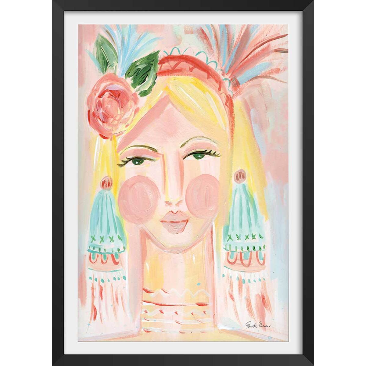 Affiche enfant visage Affiche + cadre en bois - Noir