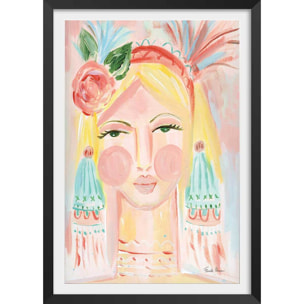 Affiche enfant visage Affiche + cadre en bois - Noir