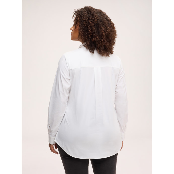 Fiorella Rubino - Camicia con ststampa e ricami in popeline di cotone - Bianco