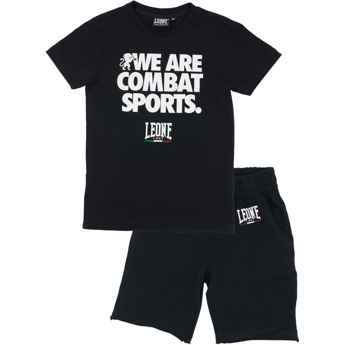 Set completo da bambino in cotone con t-shirt e pantaloncini Leone WACS