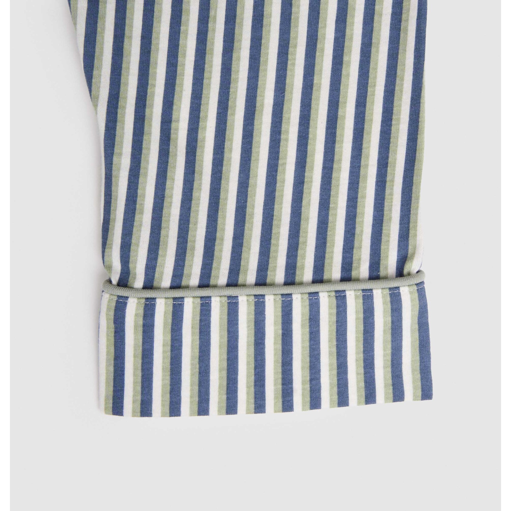 Pigiama lungo a camicia in cotone a righe mare verde blu