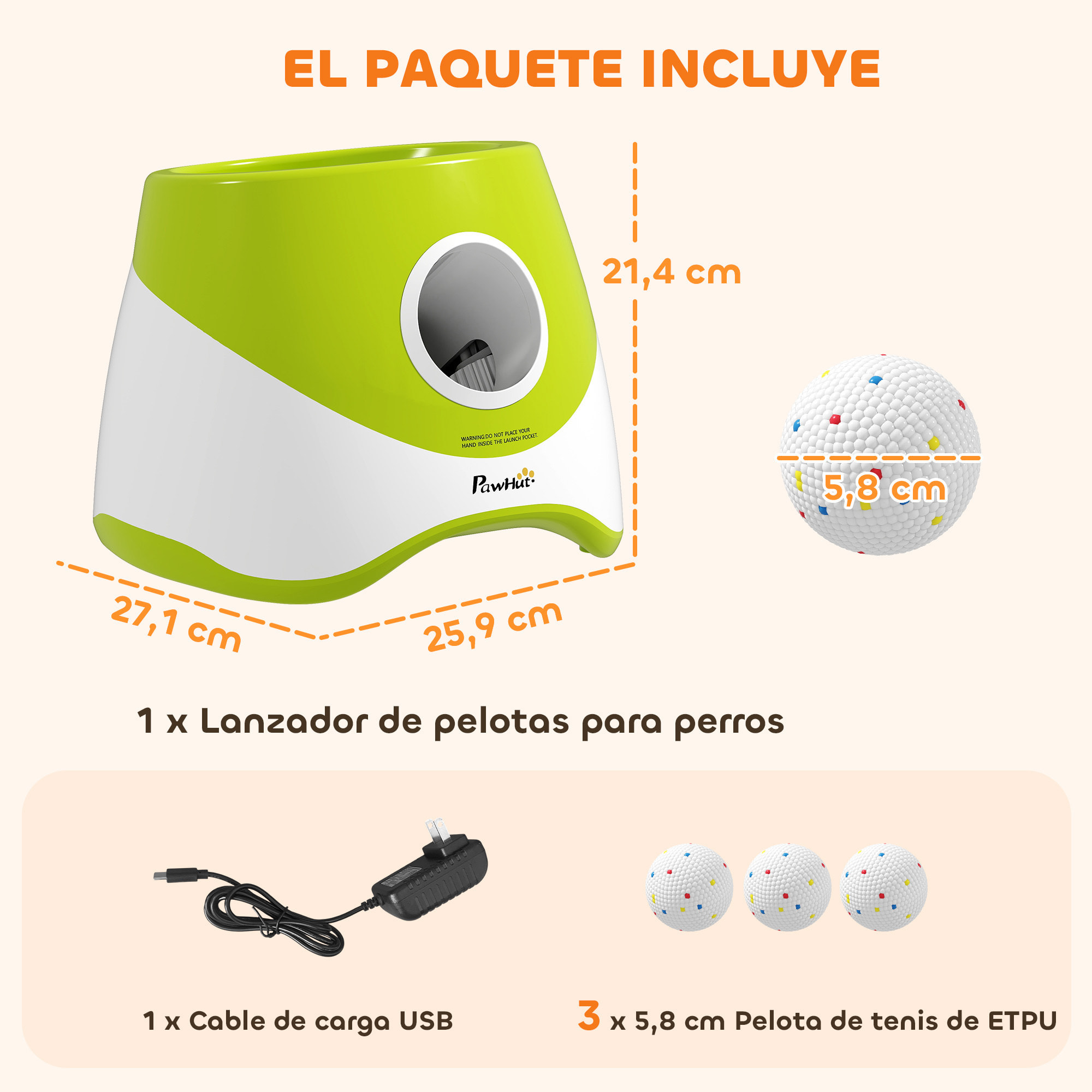 Lanzador de Pelotas para Perros Automático con 3 Pelotas ETPU, 3 Distancias Ajustables 6m/10m/14m, Juguete Interactivo, para Perros Pequeños y Medianos, Interior y Exterior, Verde