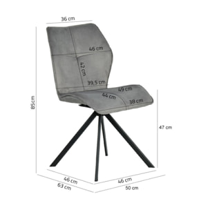 Chaise rotative 360° bicolore en velours et tissu & pieds en métal - FLORENCE