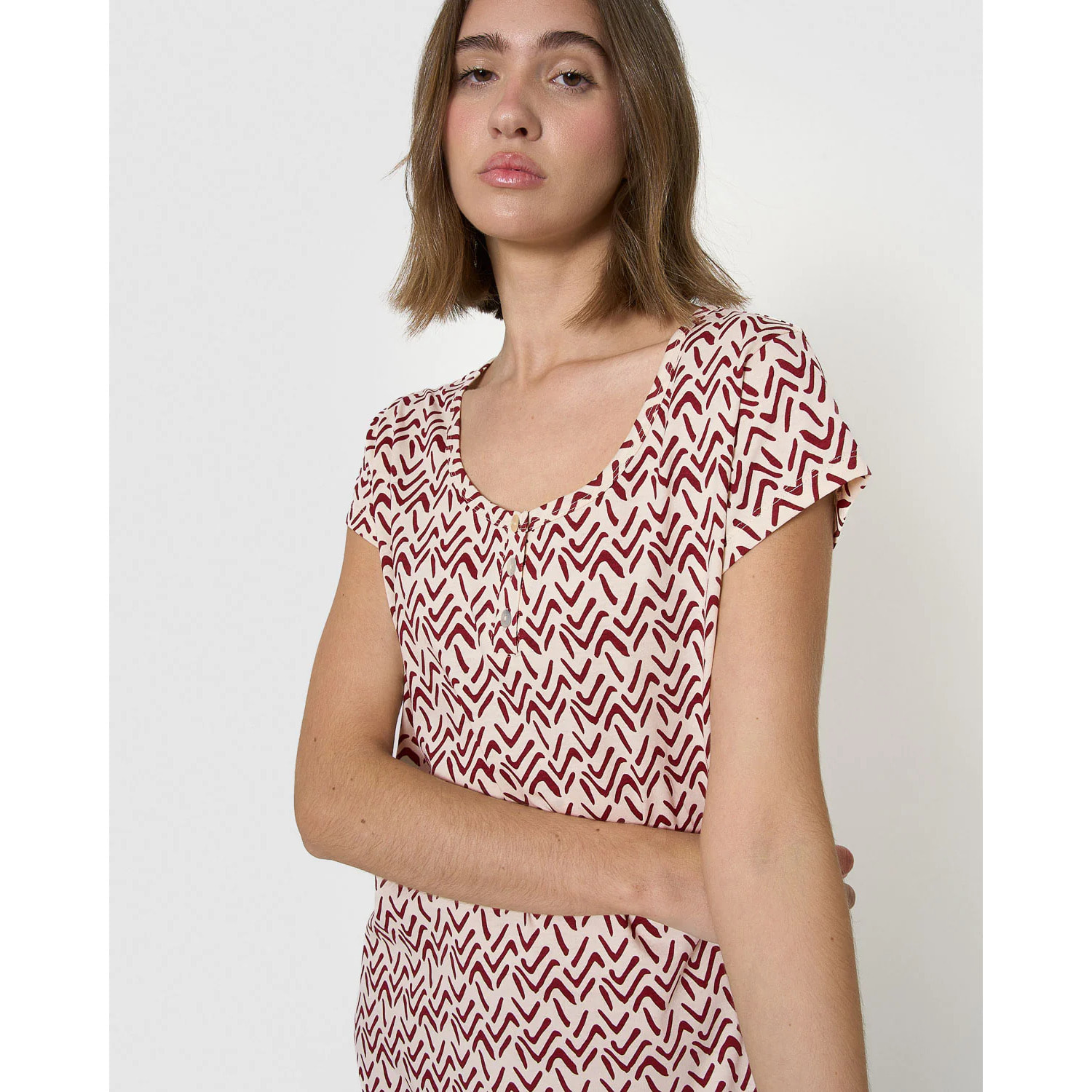 Camisón corto de algodón sheet teja