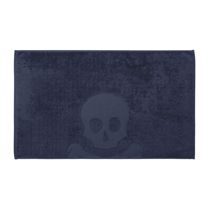 Alfombra de baño calavera 50x80cm 100% algodón 750gsm azul marino scalpers home