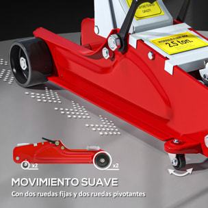 Gato Hidráulico 2,5T, Altura de Elevación 80-380 mm, Gato Hidráulico para Coche Robusto con Perfil Bajo, Ruedas Móviles, Compacto y Portátil, para Automóvil, SUV, Talleres, Garaje