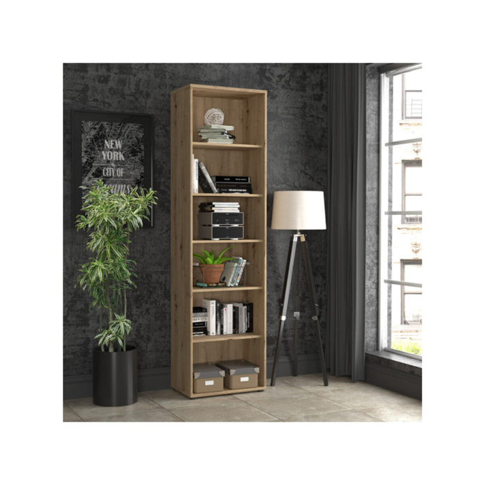 Étagère H. 198 x L. 54 cm décor chêne artisan avec 5 étagères - MIA