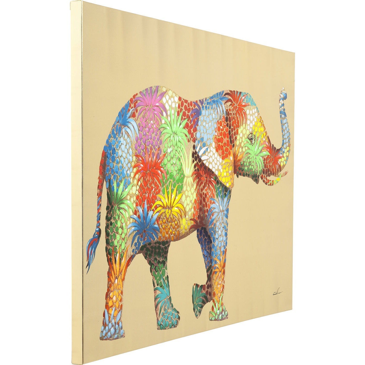 Tableau Touched éléphant ananas 50x40cm Kare Design
