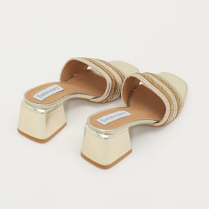 Sandali in simil pelle con tacco comodo quadrato