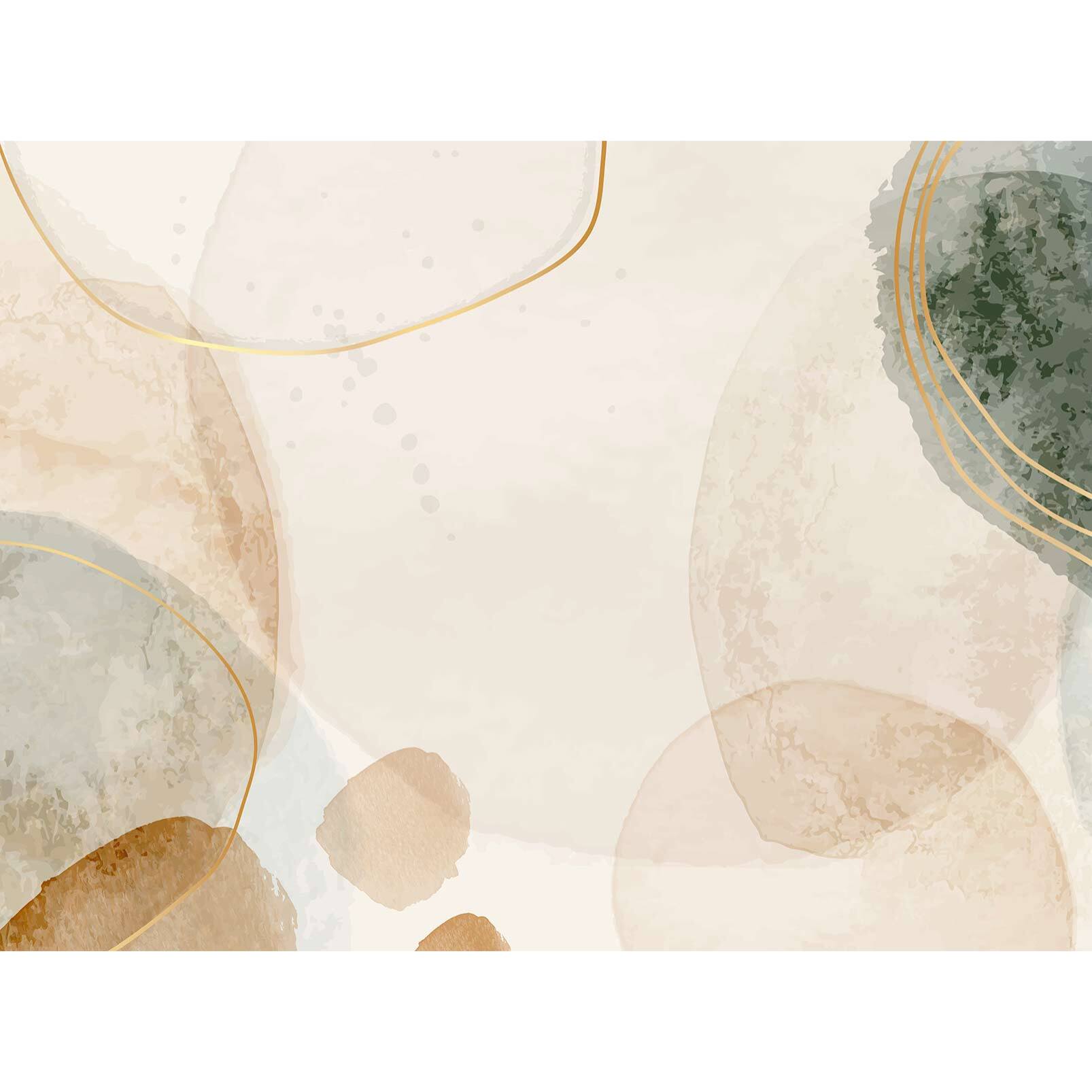 Papier peint formes organiques beige et vert sauge Intissé