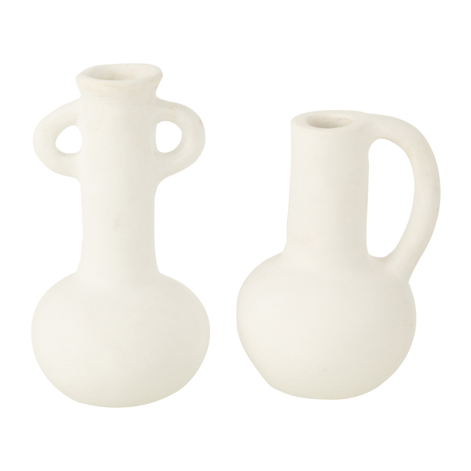 J-Line Vases Amphores Terracotta Blanc Assortiment De 2