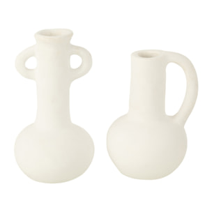 J-Line Vases Amphores Terracotta Blanc Assortiment De 2