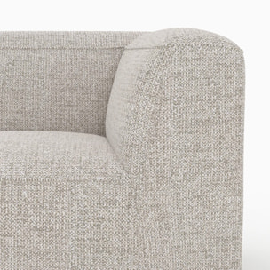 Canapé modulable en tissu beige 2 places avec pouf - Hestia