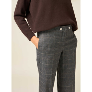 Oltre - Pantaloni palazzo check - Grigio