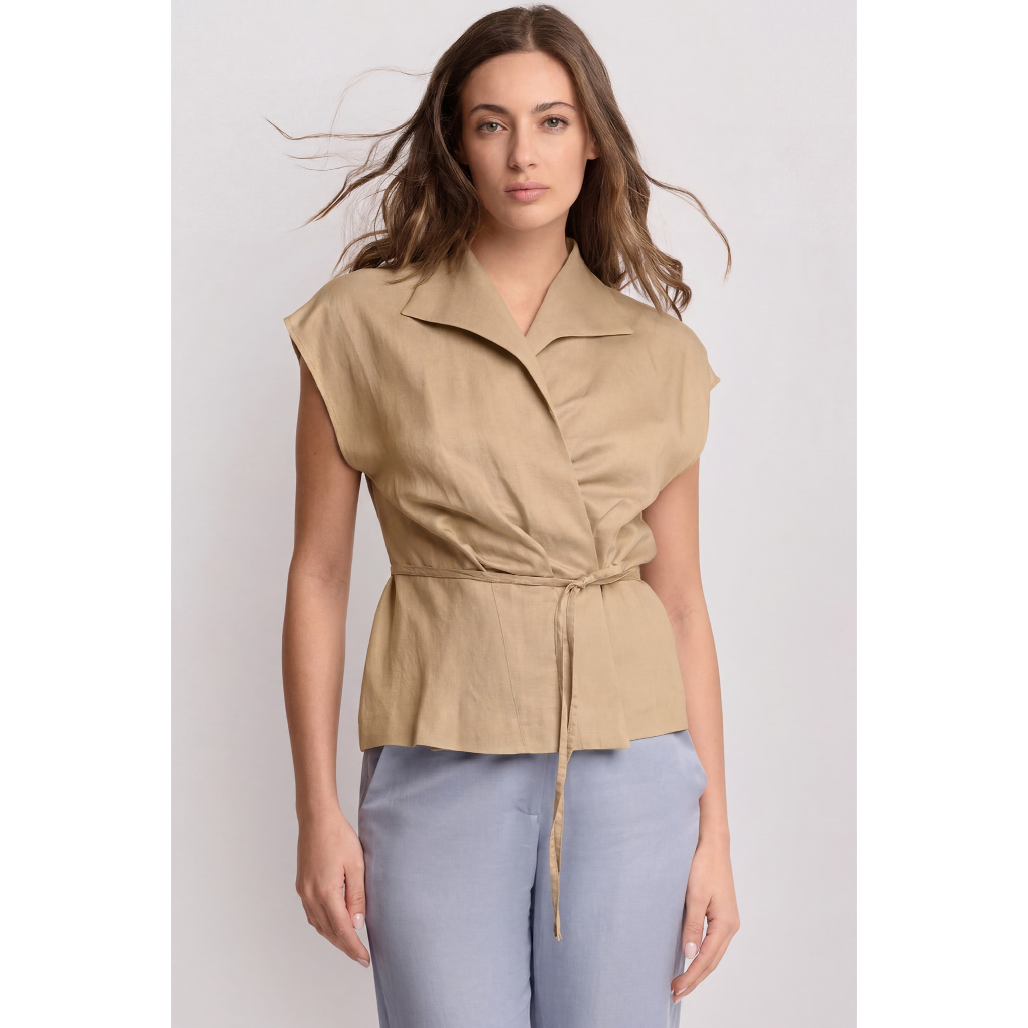 Kocca - Blusa con colletto a punta Donna, Tinta unita, Scollo a V