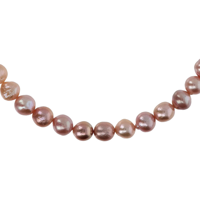 PERLAVIVA - Collana Girocollo in Argento 925 placcato Oro Rosa 18Kt con Perle Multicolor d'Acqua Dolce Ø 9/10 mm