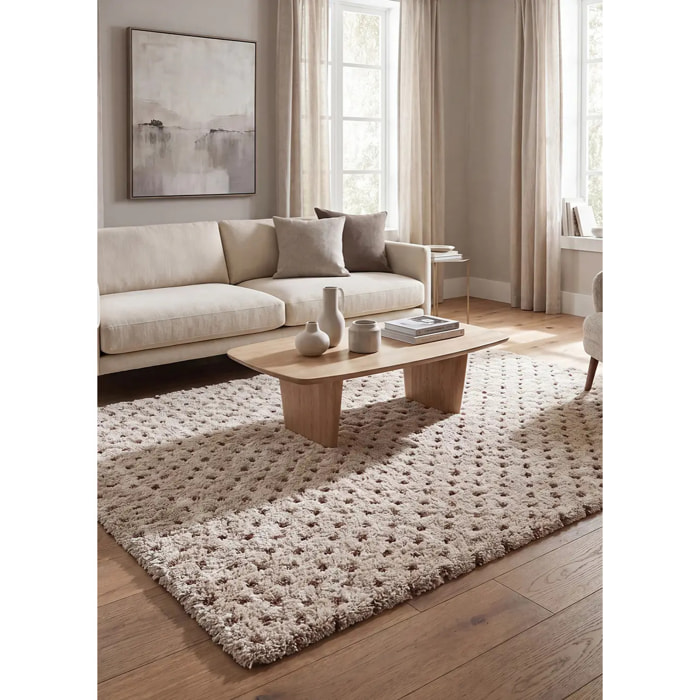 EMBER Alfombra infantil shaggy escandinava Beige y Crema, varias medidas disponibles.