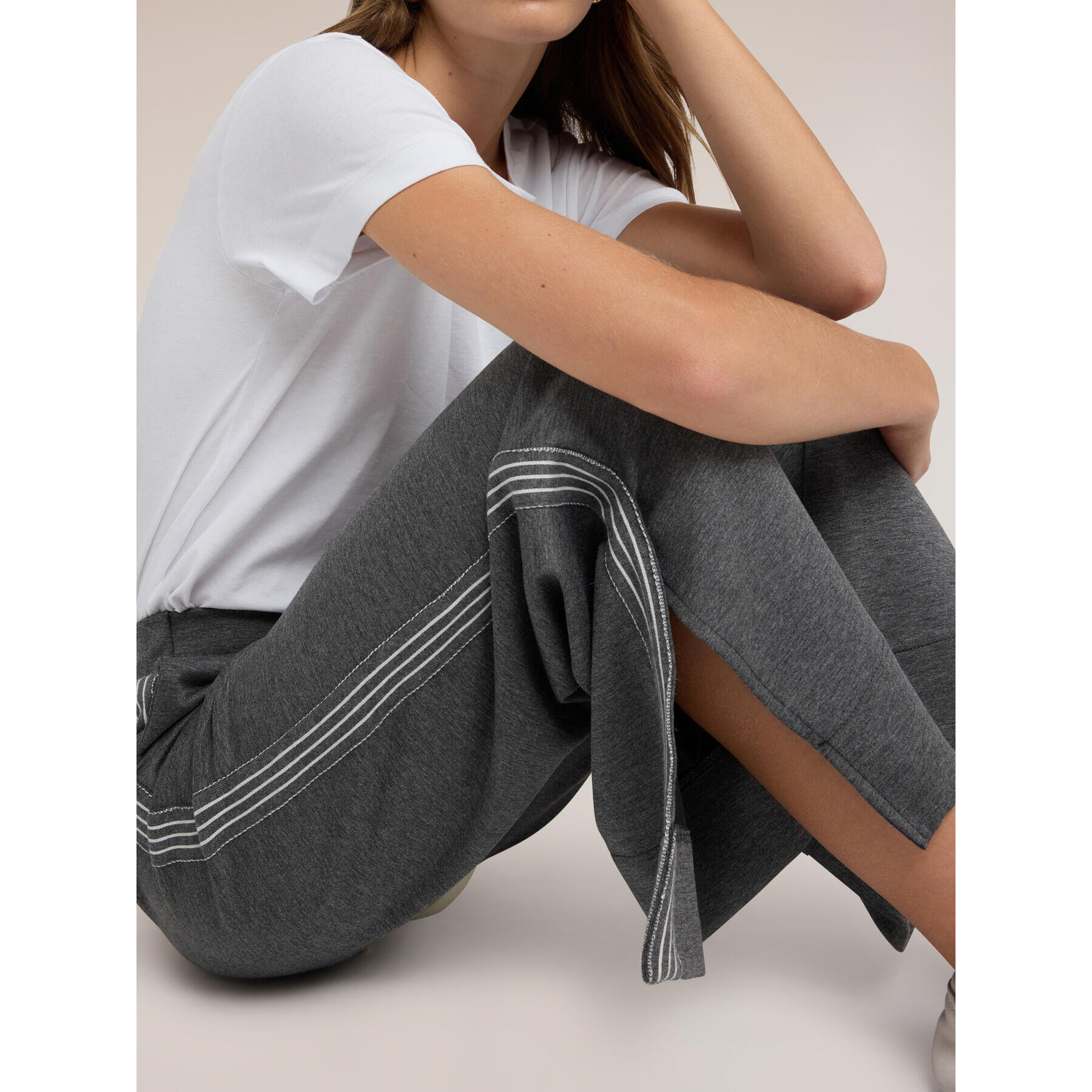 Motivi - Pantalones palazzo de punto con bandas a rayas - Gris