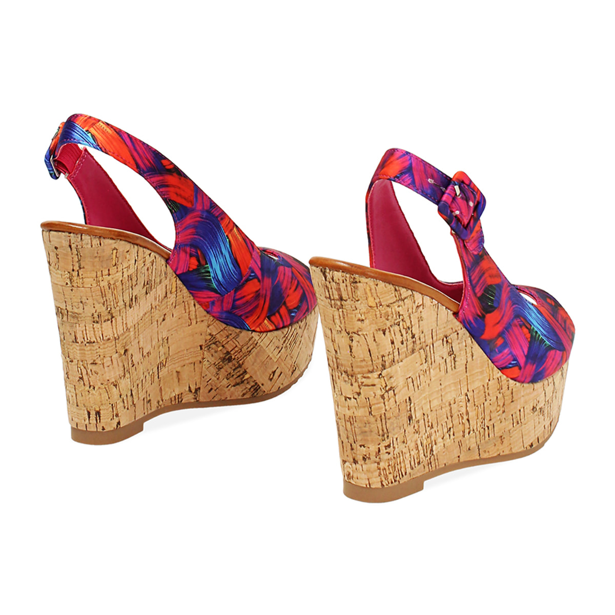 Zeppe donna multicolor blu arancio in raso