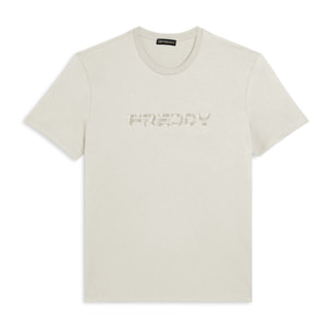 T-shirt con logo sfumato stampato al centro