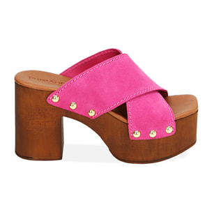 Sandali fucsia in camoscio, tacco 9 cm