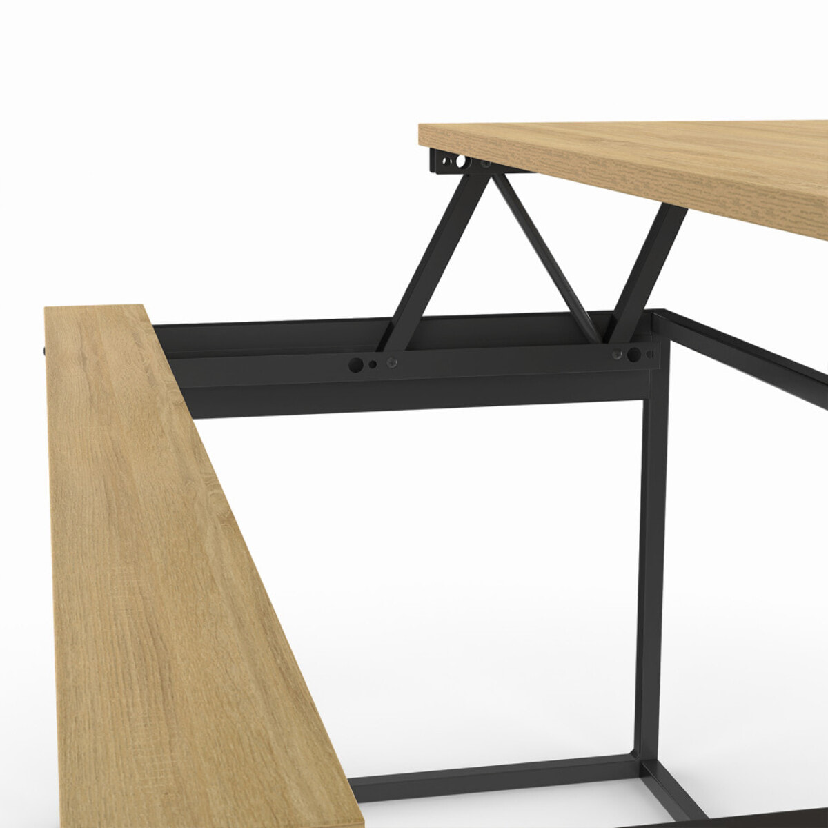 Table basse Memphis relevable bois pieds noirs