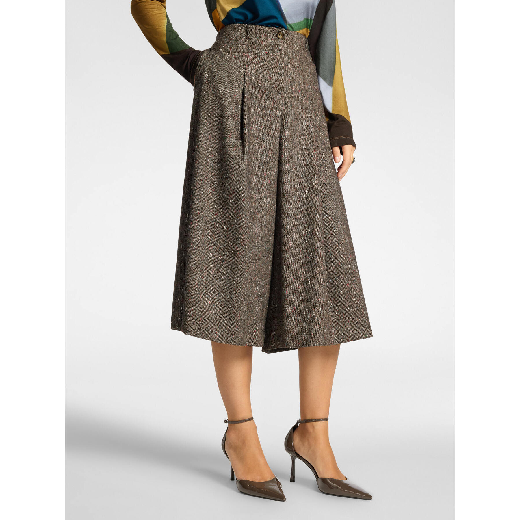 Elena Mirò - Pantaloni palazzo cropped - Marrone