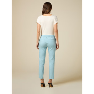 Oltre - Pantaloni basic misto cotone - Azzurro