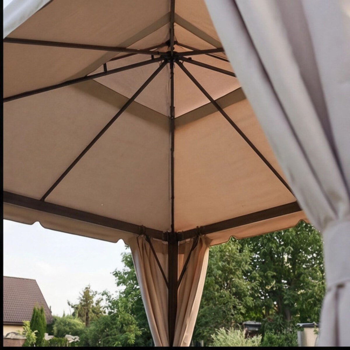 Gazebo impermeabile con zanzariere e tende laterali, struttura in acciaio e alluminio, copertura waterproof con camino antivento, stabile e resistente, ideale per giardino terrazzo e patio, facile montaggio con picchetti inclusi