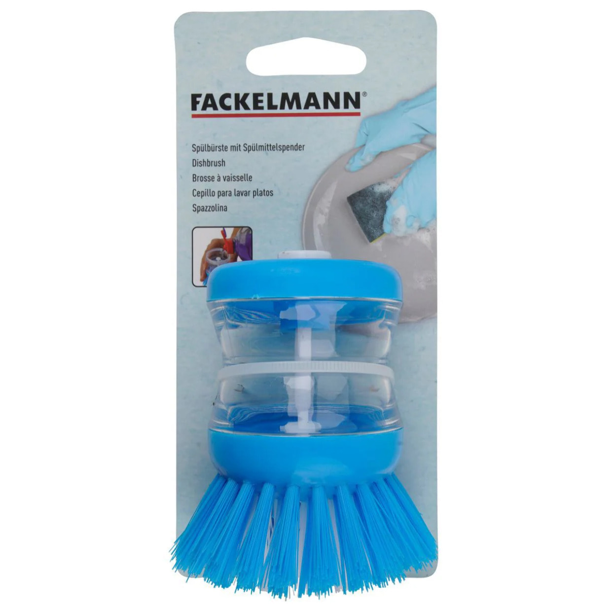 Ensemble de 2 Brosses à vaisselle avec réservoir pour liquide vaisselle Fackelmann Tecno