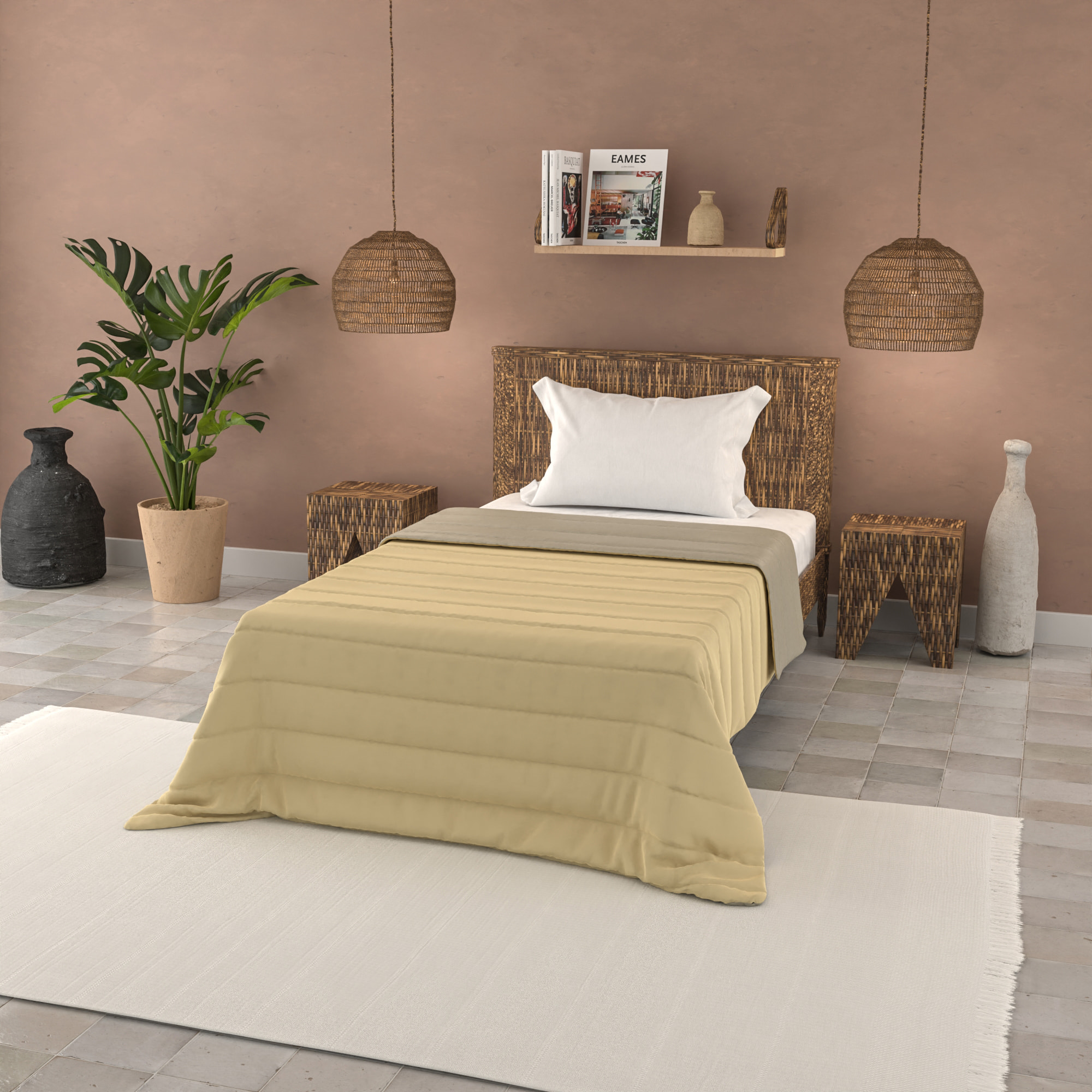 TRAPUNTINO ESTIVO BASIC PIAZZA E MEZZA, TINTA UNITA DOUBLEFACE