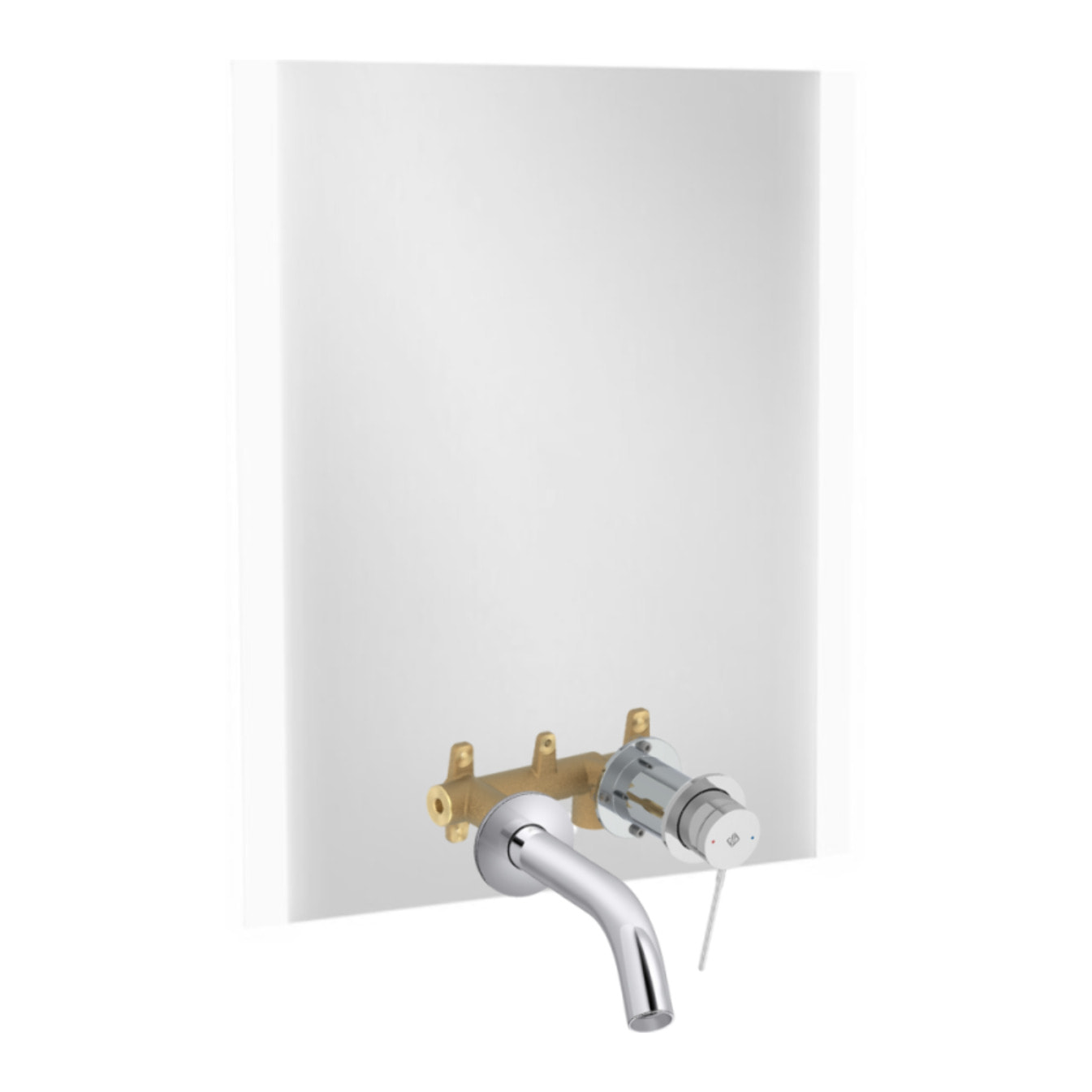 Miroir LED 2 trous 60 cm + mitigeur lavabo encastré Grands Boulevards Chromé + corps encastré