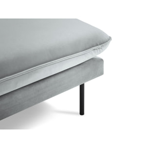 Méridienne droite "Vienna" en velours gris clair