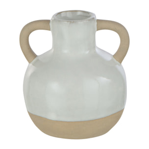 J-Line vase Anses - porcelaine - blanc/beige - 11 x 11.5 cm