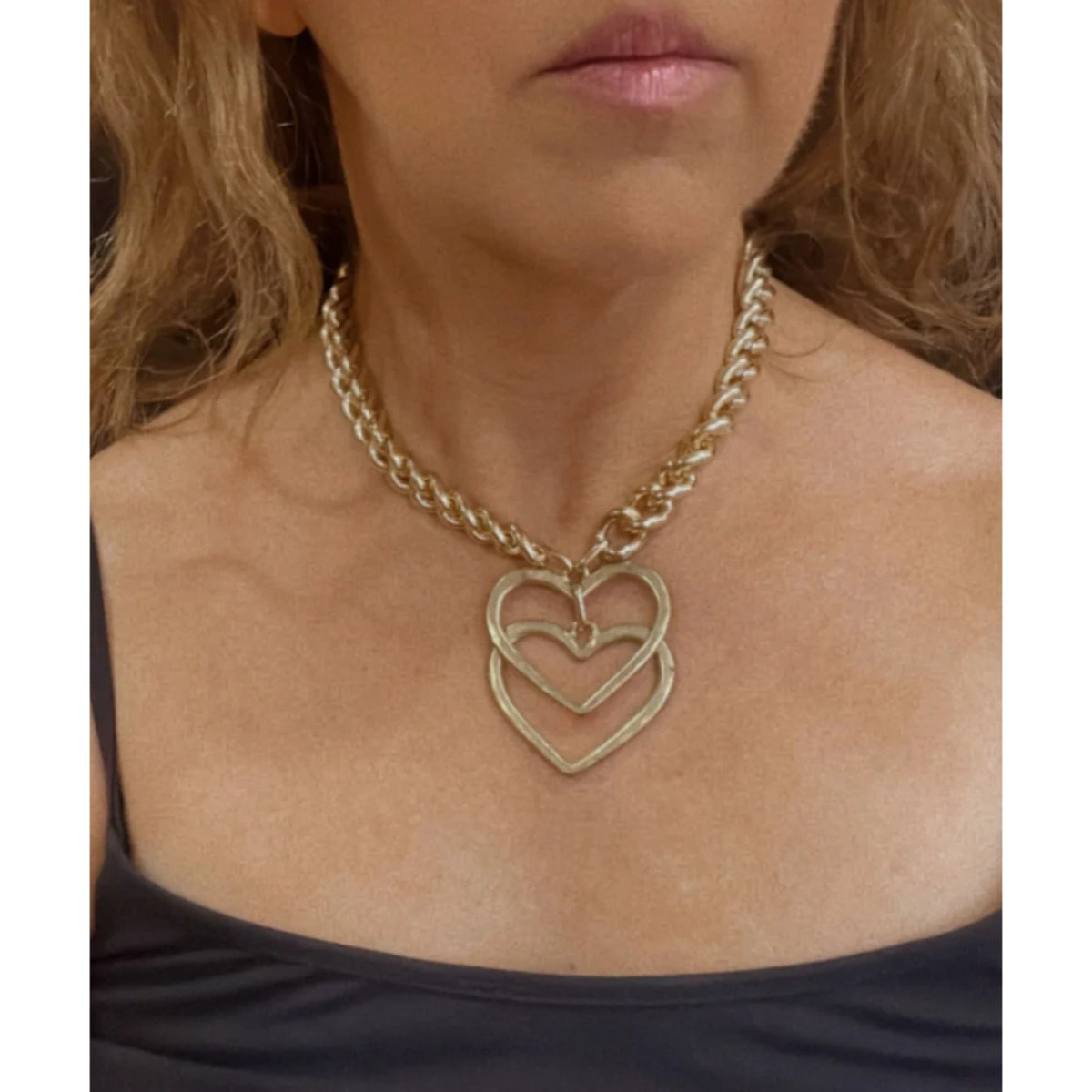 Collar doble Heart en dorado