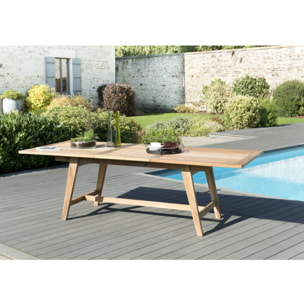 HARRIS - SALON DE JARDIN EN BOIS TECK 8/10 pers. - 1 Table extensible 180*240/100 cm et 6 chaises textilène taupe