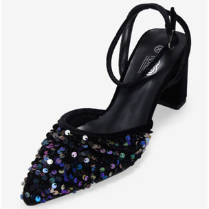 Zapatos de tacón negros con lentejuelas
