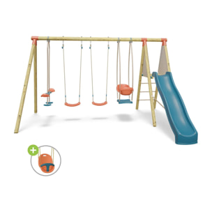 Balançoire en bois 2,30 m Topwood XOLTI 2 - 8 enfants